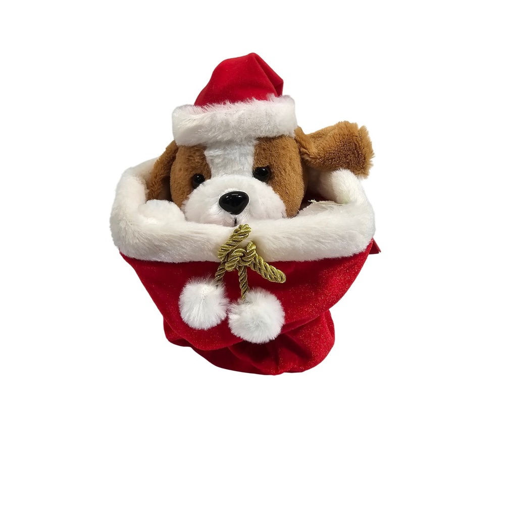 Be Jolly Plush Animated Dog Christmas Santa Hat Gift Sack 9in New With Tags 2017